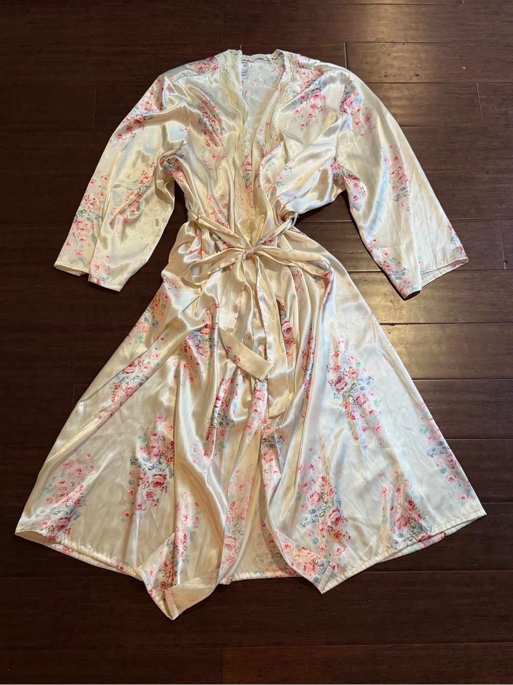 Vintage PINK Victoria's Secret White Floral Satin Dress